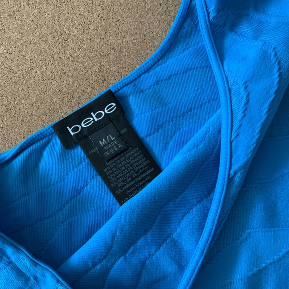 Bebe: one shoulder mini dress, in “methyl blue”. - Picture 1 of 5